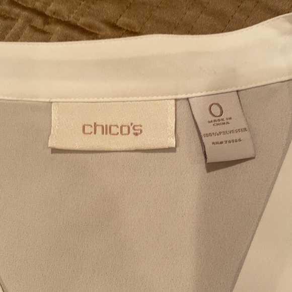 Chico’s top, sheer white polyester, tie, XS to S - Picture 4 of 8